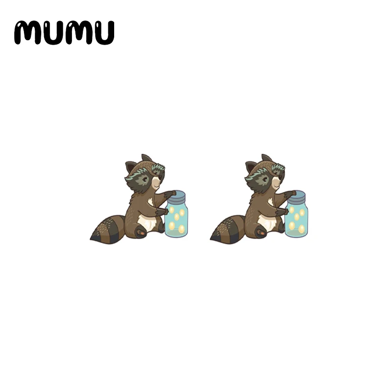 Серьги-гвоздики в виде енота женские милые акриловые украшения эпоксидные