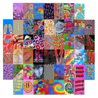 50pcs bright aesthetic picture for wall collage kits preppy aesthetic picture warm color dorm poster room bedroom decor for girl