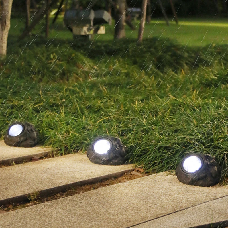 

Waterproof Decoration Lawn Lighting Solar Powered Light 4 LED Simulation Stone Lamp Outdoor Garden Landscape Light