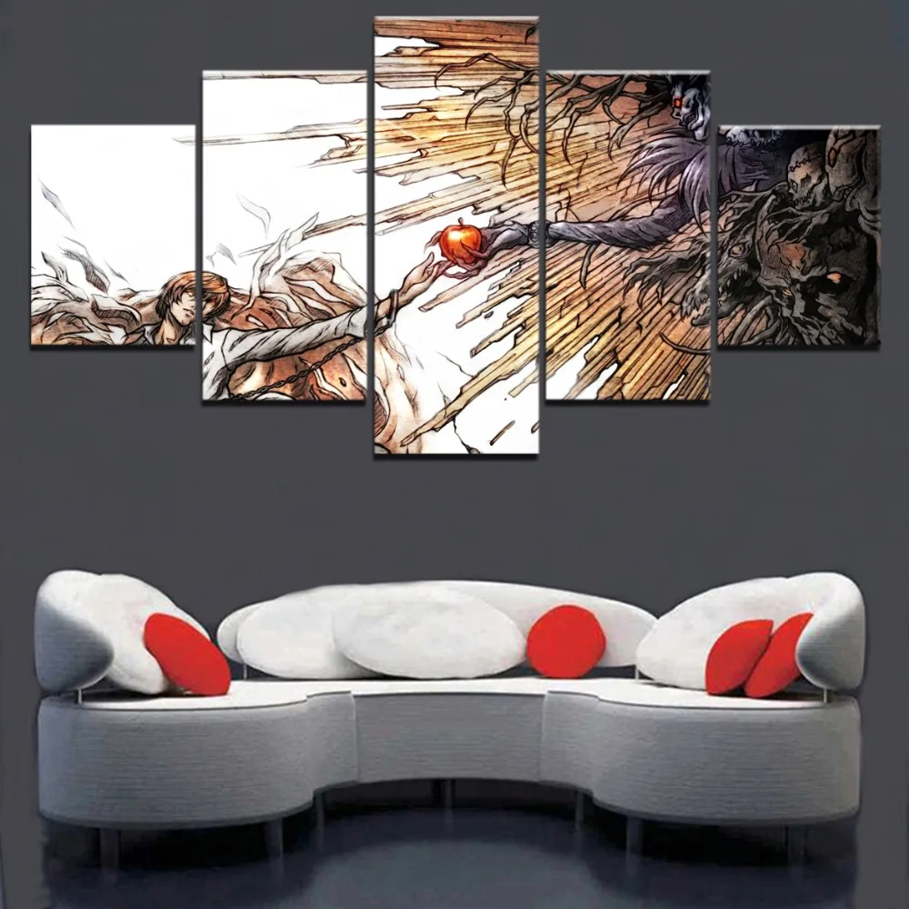 

5pcs Death Note Animation Pictures Wall Art Home Decor Posters Decorative Canvas HD Prints Oil Paintings Living Room Decoration