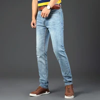 summer overalls slim fit trousers 2021 men business jeans classic four seasons male cotton straight stretch brand denim pants