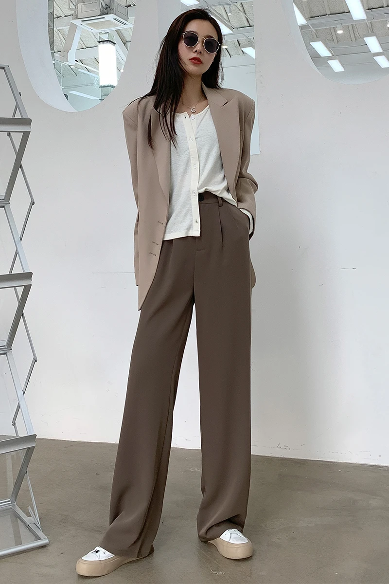 

Korean Style Spring Wide Leg Pants Women Elastic High Waist Pants Streetwear Elegant Office Ladies Trousers Plus Size 3xl
