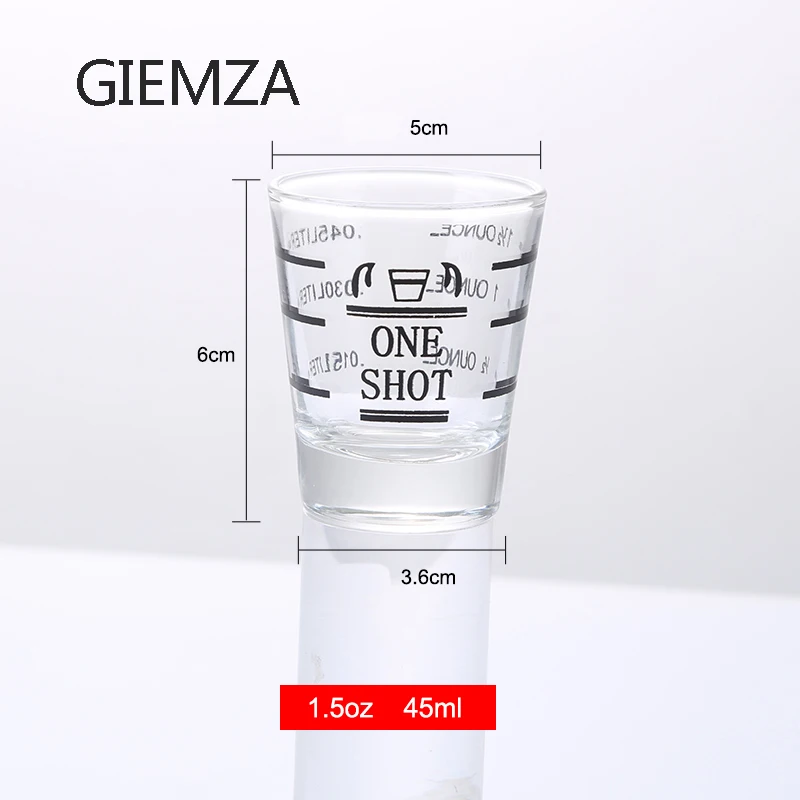 GIEMZA мерная 1,5 чашки на унцию стеклянная унция чашка 45 мл без крышек не одноразовая 1 шт. маленькая мерная чашка бар одна половина инструмент для барменов