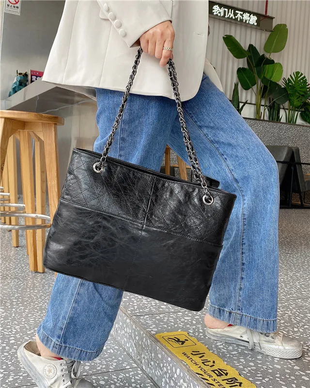 

2021 New Women's Bag Soft Cow Leather Large Capacity Tote Bag Fashion Portable Shoulder Women's Handbag Designer High Quality