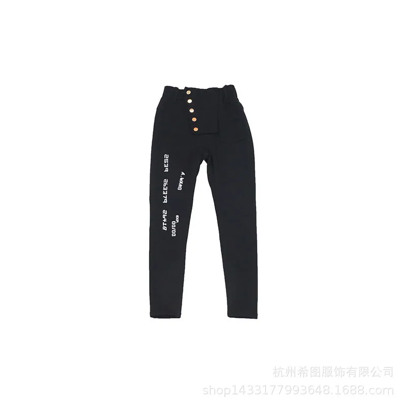 Новинка Весна 2020 черные эластичные брюки карандаш с высокой талией для девочек