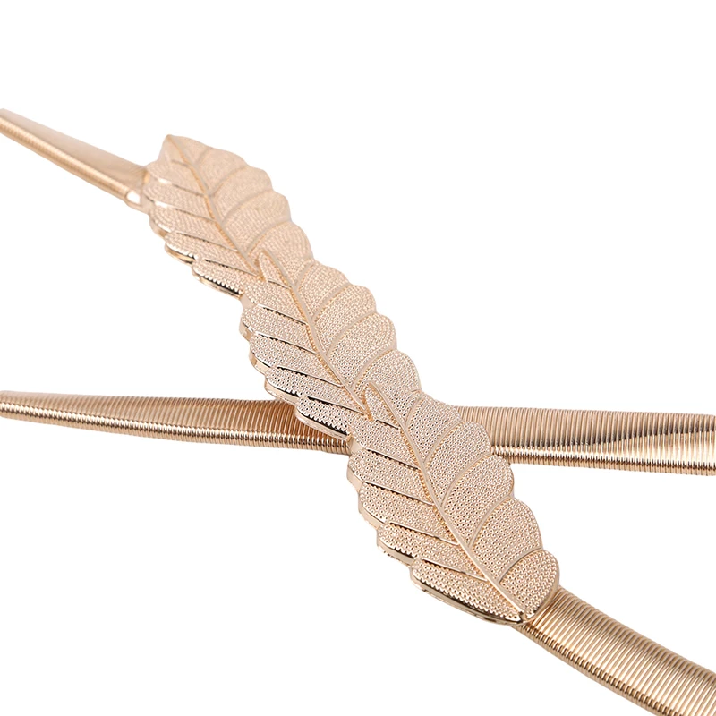 

Elastic Belts Women Girl Stretch Skinny Waist Belt Flower Leaf Shape Wedding Designer Metal Female Belt cinturones para mujer