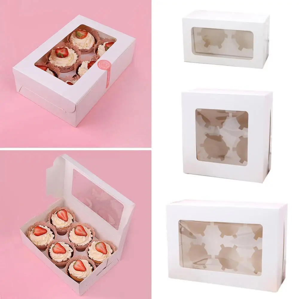 

Kraft Paper Cupcake Packing Box with Window Cardboard Cake Muffin Cookies Candy Box Wedding Party Birthday Favors