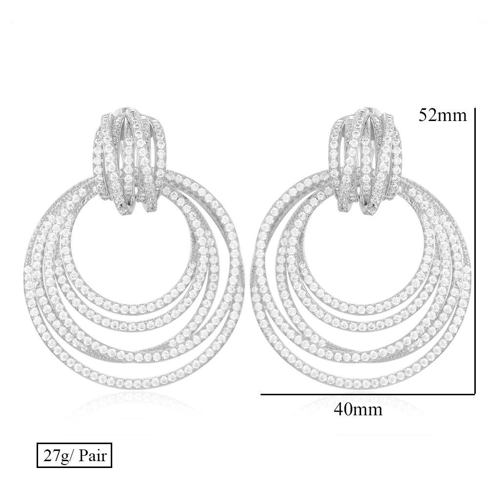 

Siscathy Trendy Cubic Zircon Crystal Earrings For Women Indian Bridal Wedding Luxury CZ Circle Twist Statement Earrings