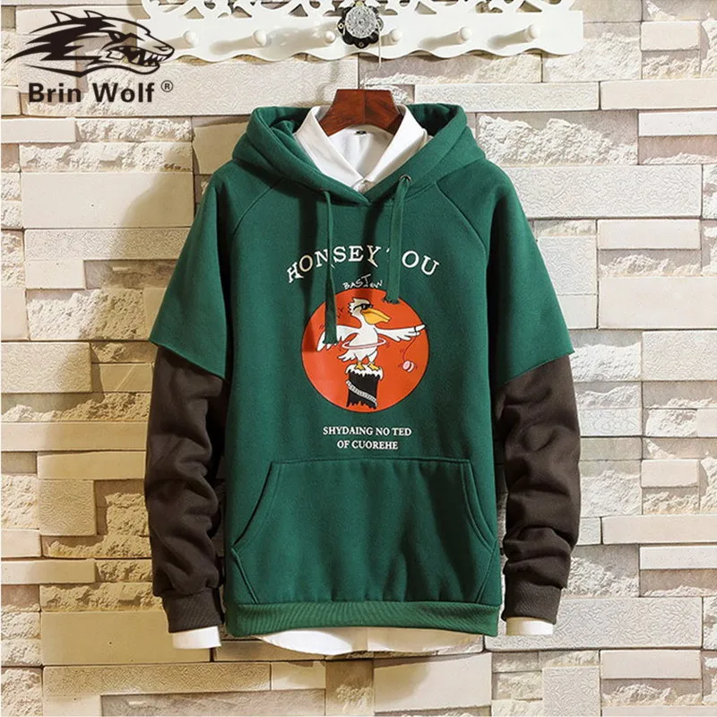 Brin Wolf/новый стиль толстовки с цветными блоками хит продаж мужская толстовка