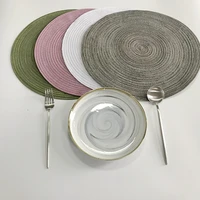 4pcs cotton yarn ramie round placemat no slip dining table mat disc bowl pads coasters pot holder insulation pad kitchen decor