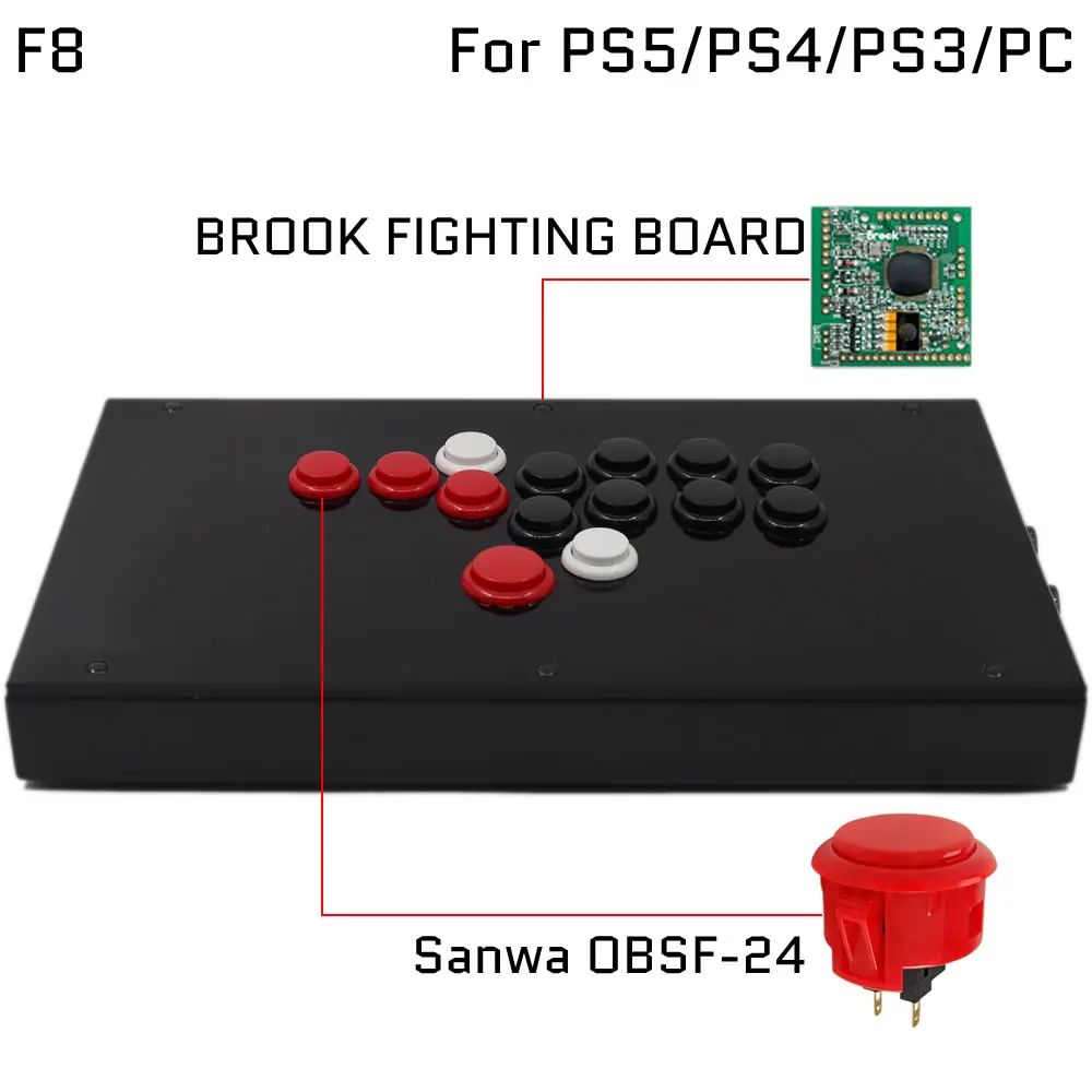

New F8-PS All Buttons Hitbox Style Arcade Joystick Fight Stick Game Controller For PS4/PS3/PC Sanwa OBSF-24 30
