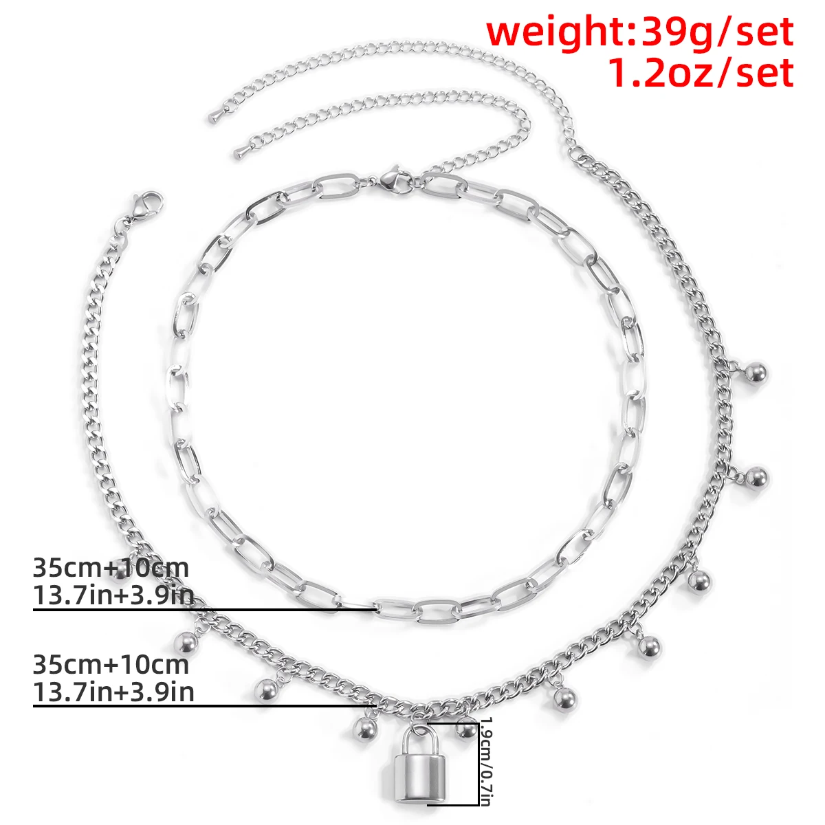 

Salircon Goth Stainless Steel Lock Pendant Necklace for Women Men Punk Padlock Beads Link Chain Necklace Kpop Jewelry Gift 2021