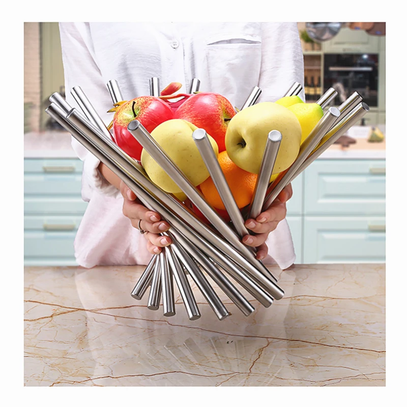 Нержавеющая сталь гостиная корзина для фруктов Украшение контейнер хранения еды