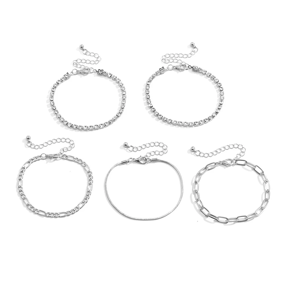 

5pcs/set Multilayer Gold Color Chain Bracelets & Bangles For Women Men Lock Chunky Bracelet Couples Boho Jewelry Gift