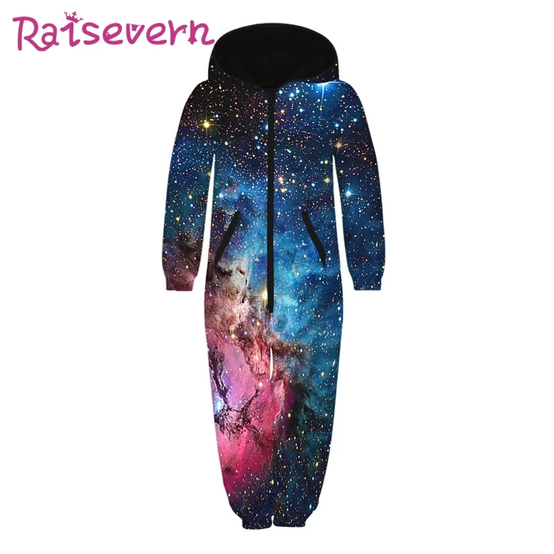Raisvern Galaxy/детские комбинезоны с 3D принтом унисекс капюшоном и Свободный