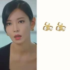 Цветочная мода 2021 Ли Цзи-а серьги высокого качества корейские для женщин и девочек драма Penthouse2 Ким So yeon стильные серьги