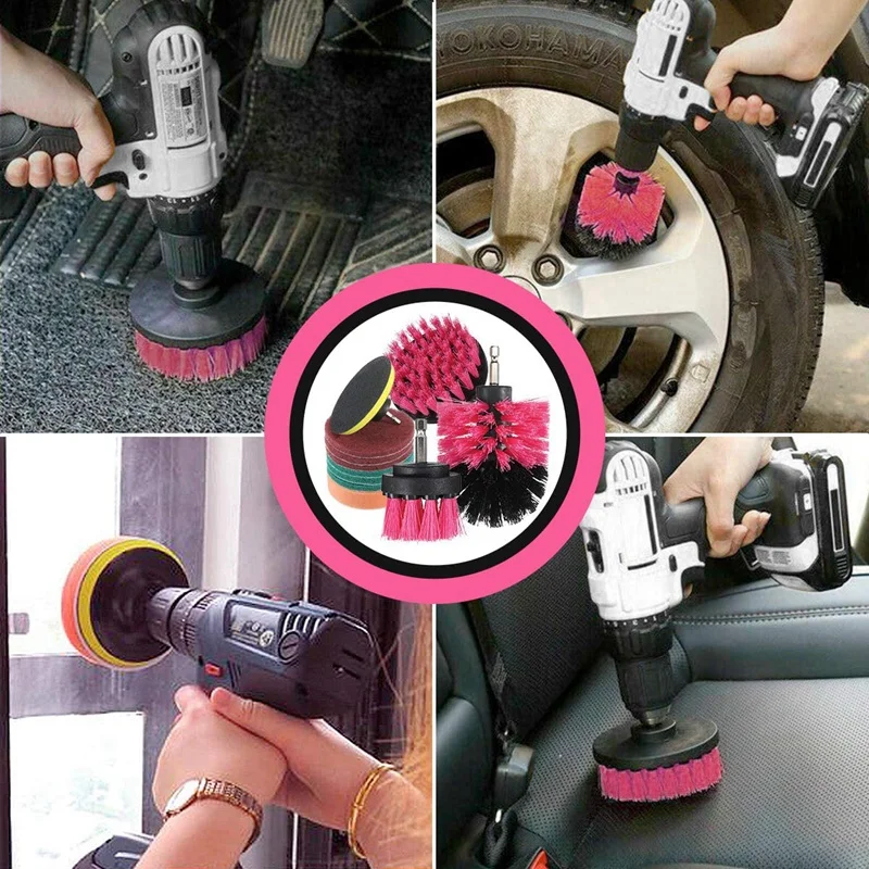 

11Pcs Electric Drill Brush Set,2/3.5/4 Inch Cordless Electric Drill Cleaning Brush Polishing Sponge Polishing Disc
