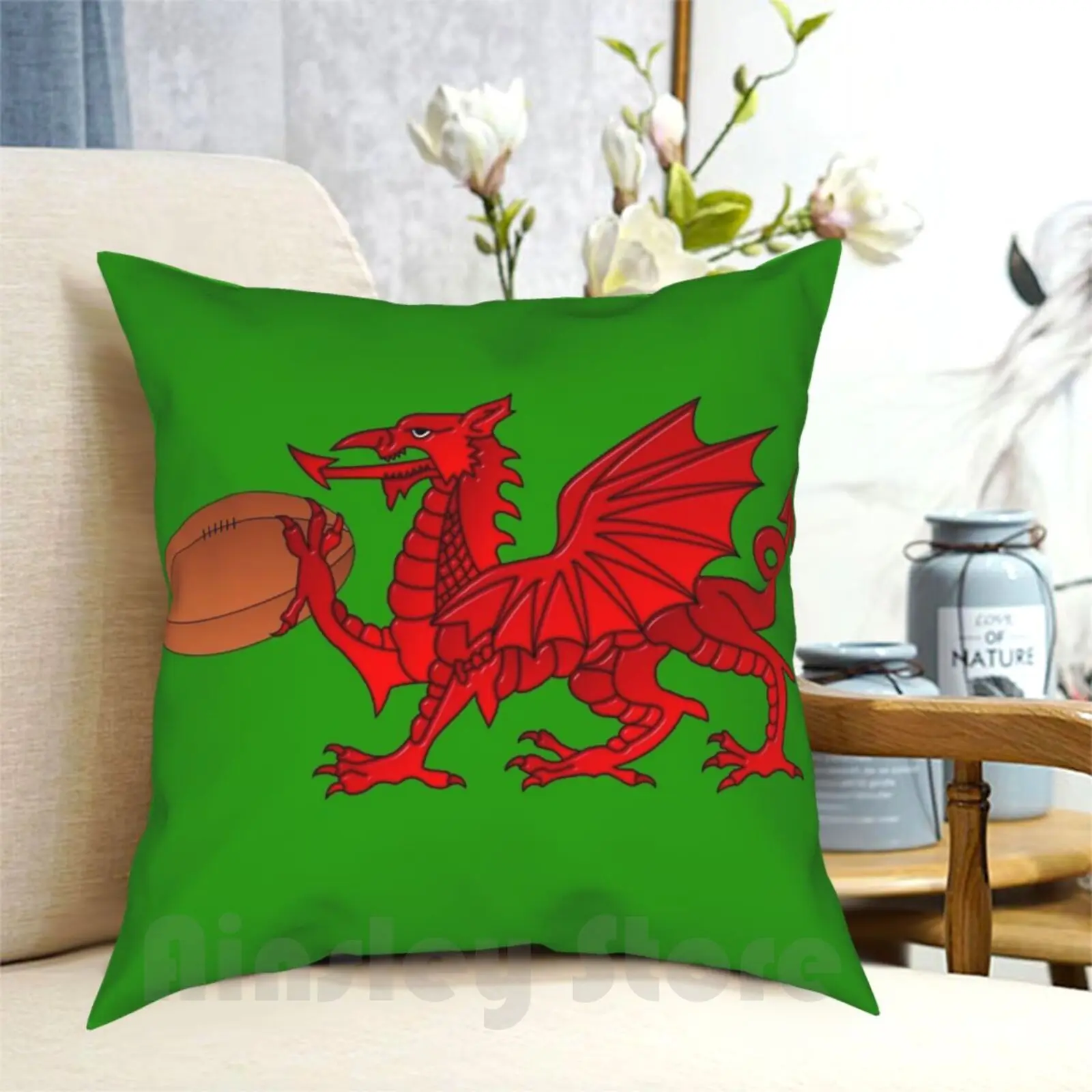 Чехол с валлийским драконом регби-мячом наволочка принтом для дома мягкий чехол