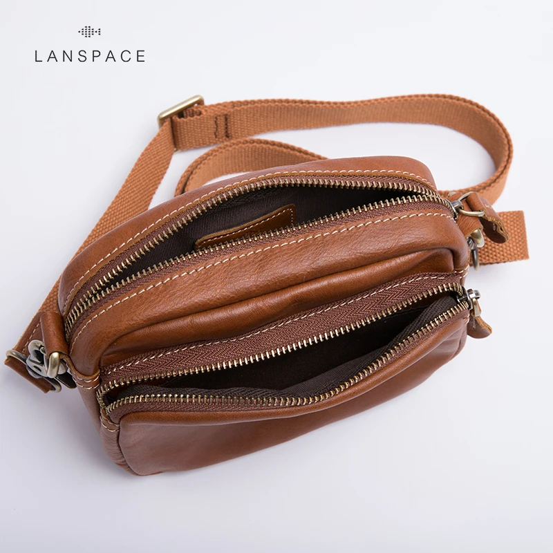 LANSPACE мужская кожаная сумка через плечо из натуральной кожи модная |