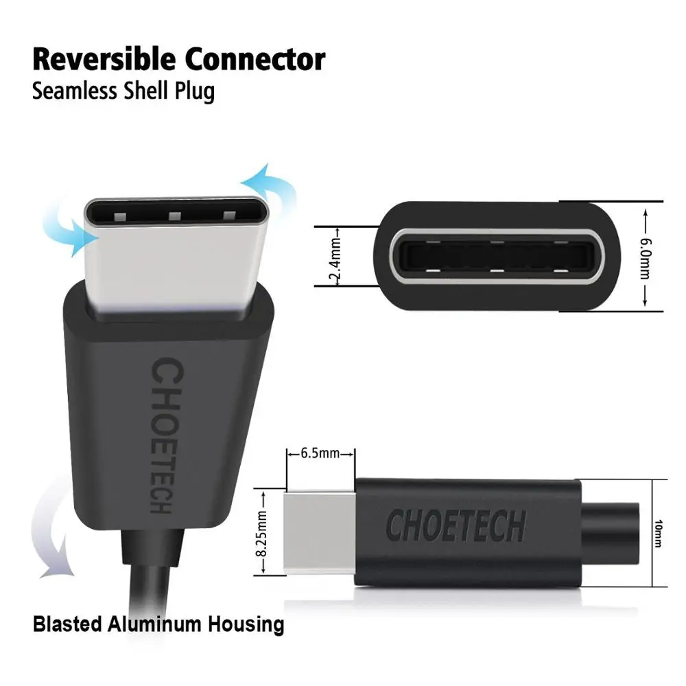 CHOETECH usb type-C кабель для samsung s9 Быстрая зарядка USB C кабель для зарядки мобильного телефона для Xiaomi Redmi mi9 note 7