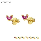 Серьги-гвоздики женские из серебра 925 пробы с фианитами