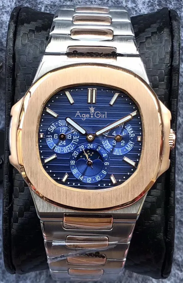 

Classic Automatic Mechanical Men Watch Sapphire Silver Rose Gold Transparent Moon Phase Watches Black Blue Grey White AAA+