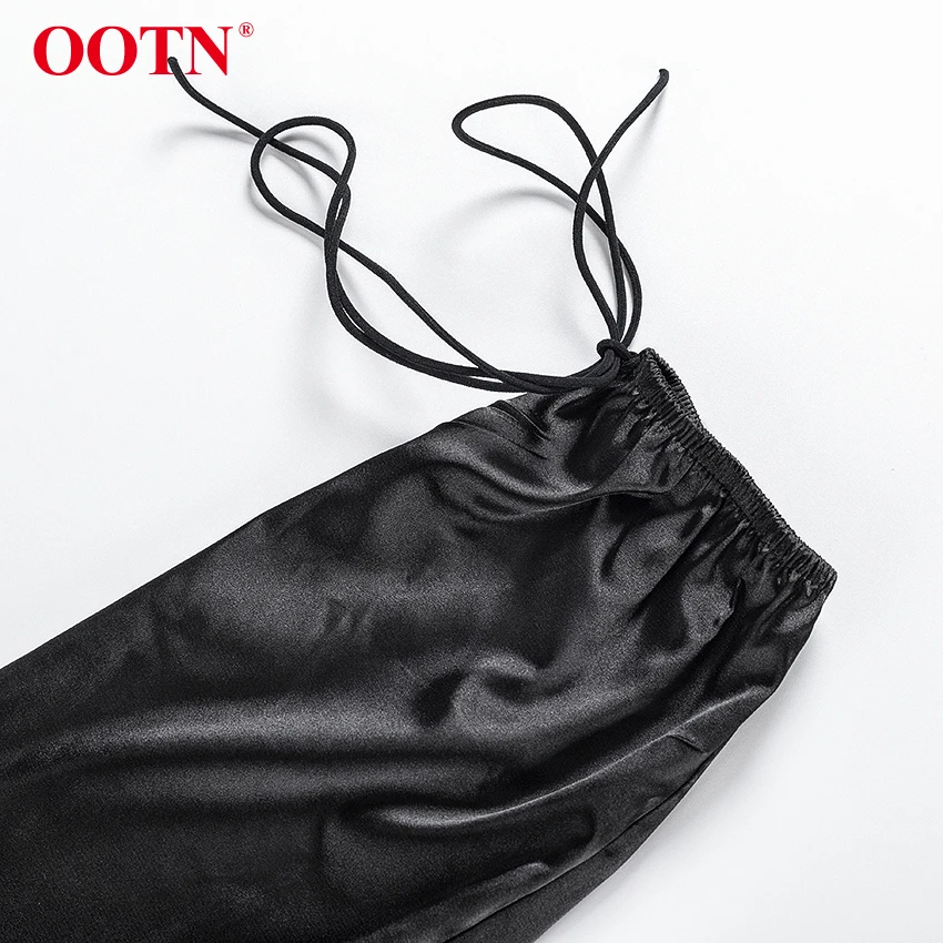 OOTN, сексуальное сатиновое платье с открытыми плечами и рюшами, мини-платье с рюшами и завязками, женское черное элегантное платье с длинным рукавом