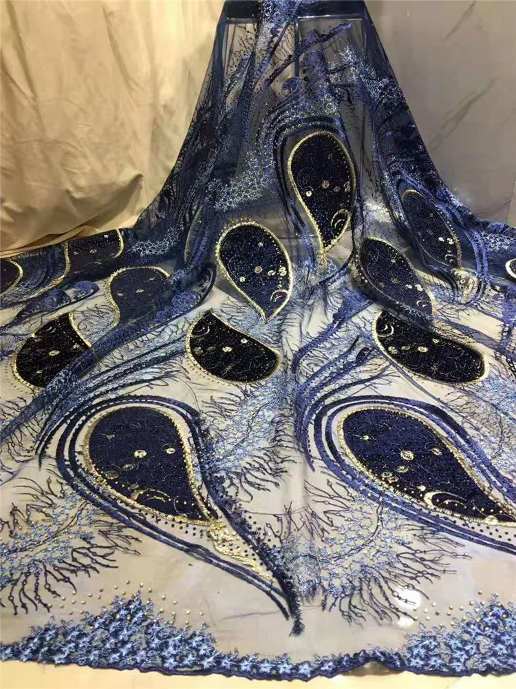 Высокое качество бархат вышитый бисером французская сетка африканская