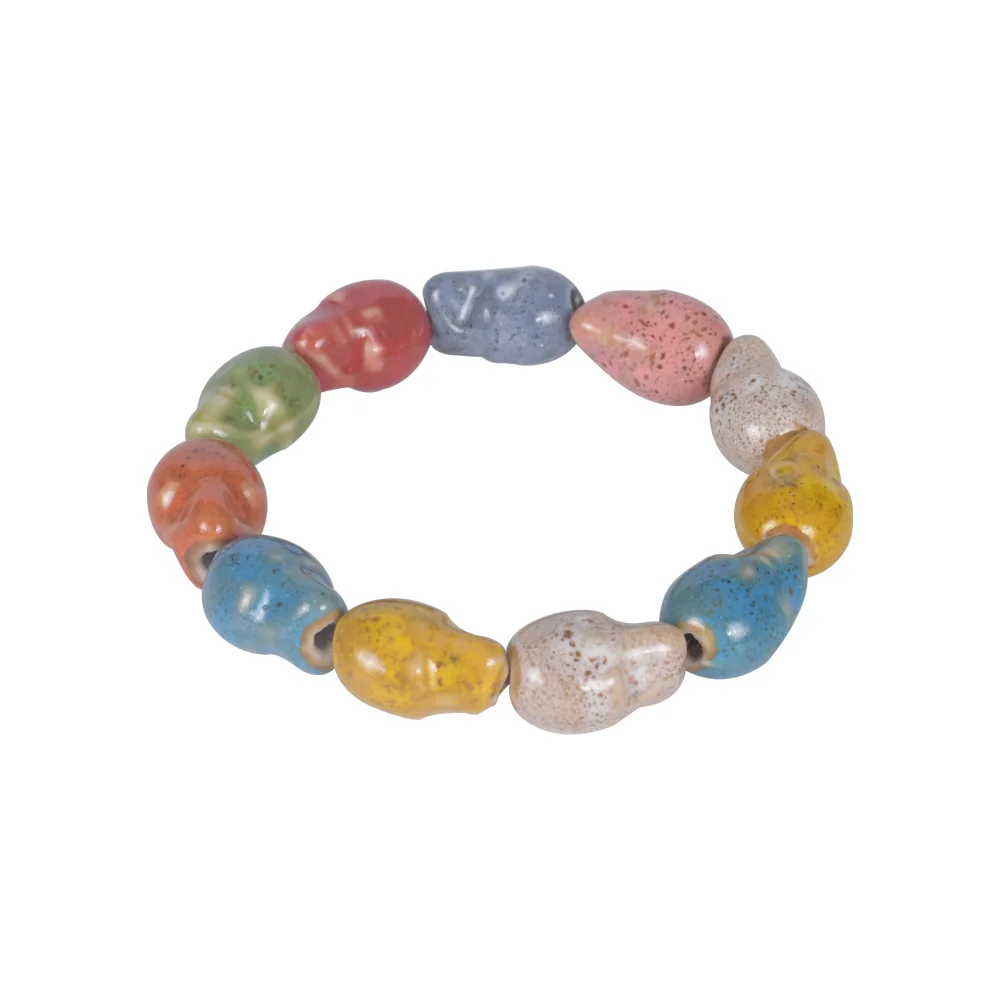 Новый натуральный многоцветный керамический камень Круглый браслет из бисера
