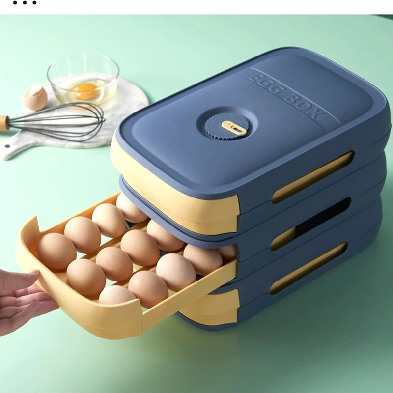 drawer eggs organizer box with lid storage egg holder refrigerator for kitchen organizer drawer egg tray kitchen gadget sets free global shipping