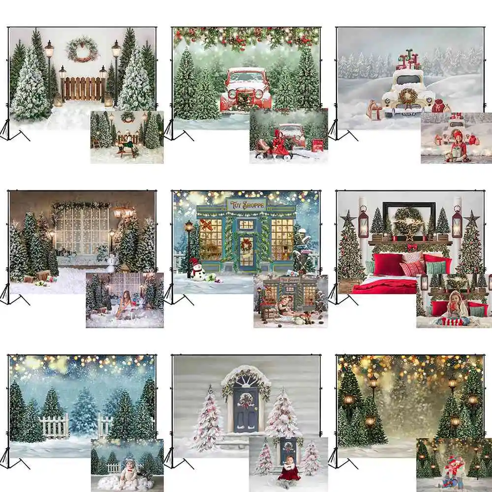 

Mocsicka Christmas Backdrop for Photography Winter Snow Scene Baby Child Portrait Photo Background Xmas Tree Birthday Decoration