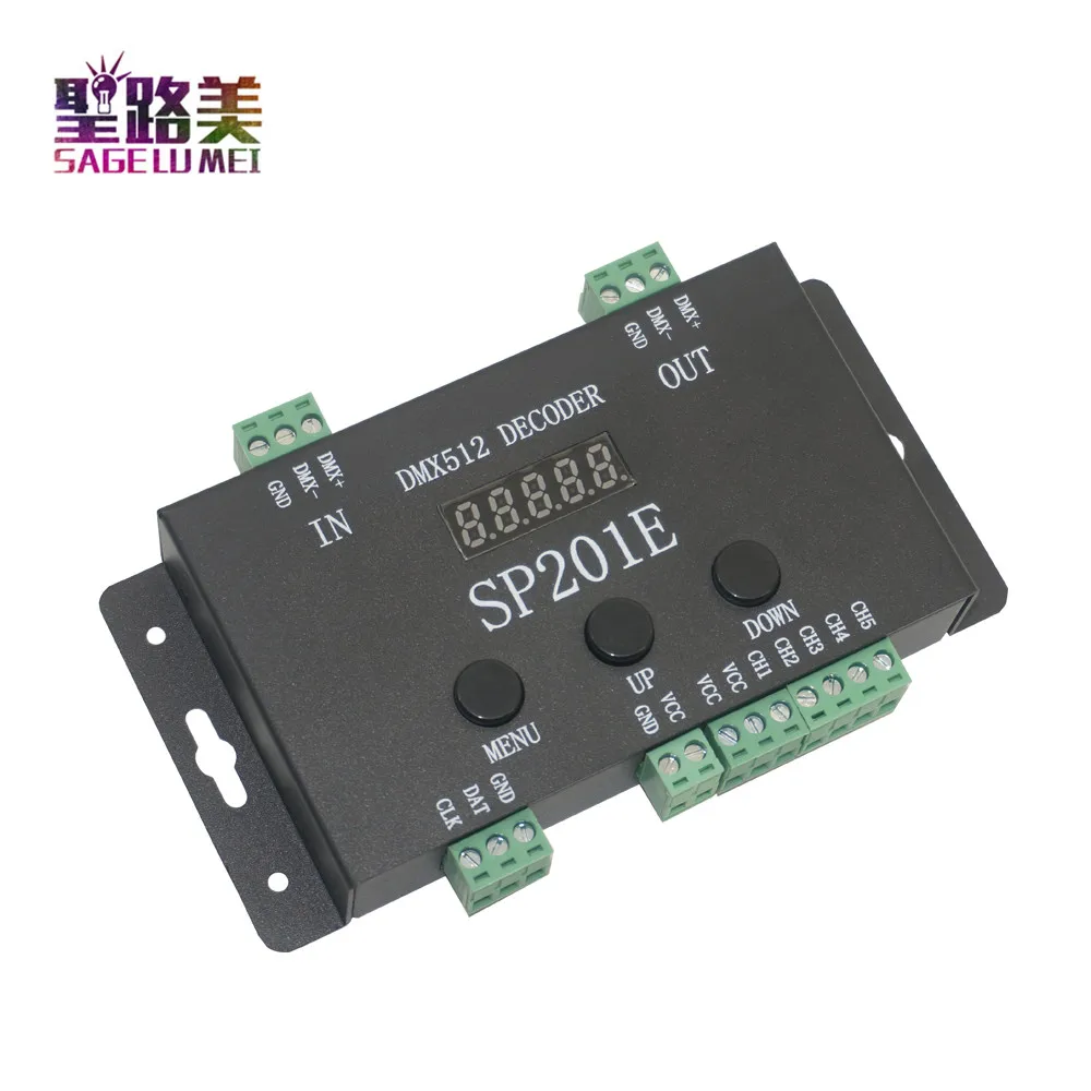 DC5V-24V DMX512 Декодер контроллер SP201E SPI сигнал адресуемый IC RGB led пикселей 5 каналов ШИМ