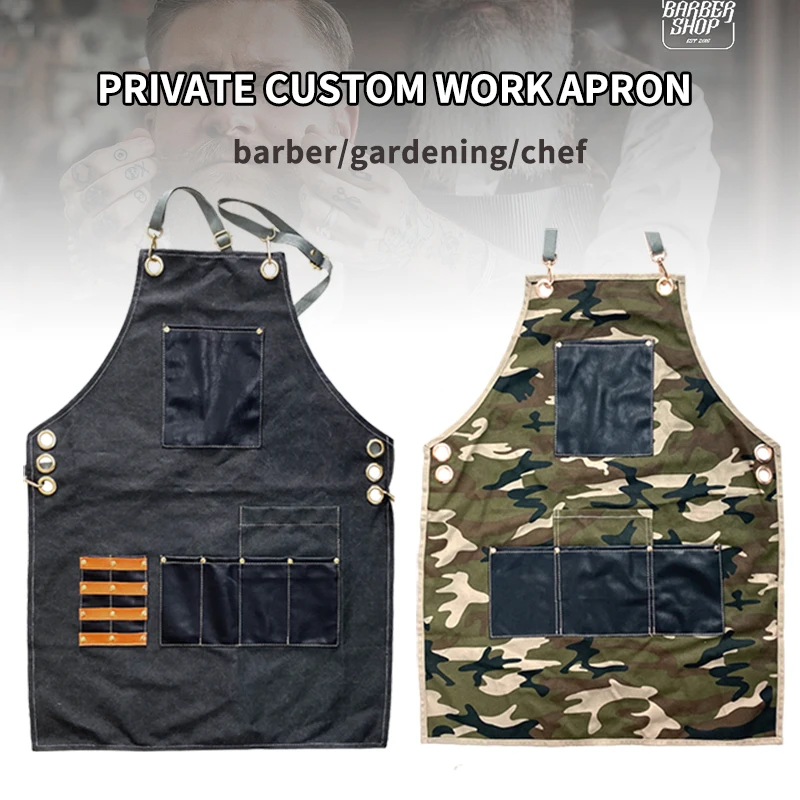 Private Custom Salon Hairdresser Apron Barber Gardening Chef Kitchen Apron With Logo Uniform  - buy with discount
