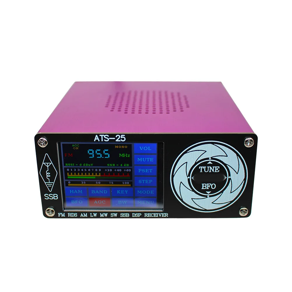 Radio de bureau ATS-25 Si4732 en alliage d'aluminium, récepteur toute bande FW LW (MW SW) SSB, écran tactile 2.4 pouces, sortie Audio stéréo 3.5mm