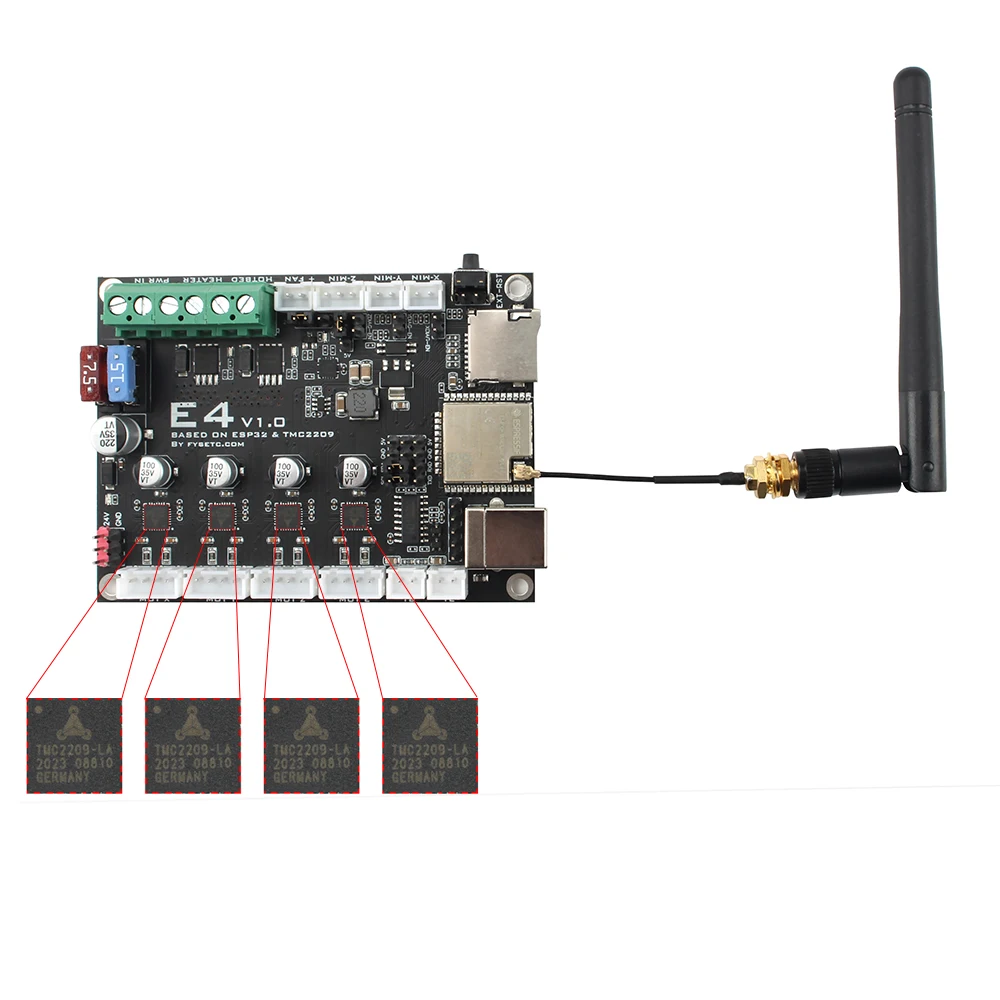 Плата для 3D-принтера FYSETC E4 со встроенным Wi-Fi и Bluetooth 4 шт. TMC2209 240 МГц 16 м плата