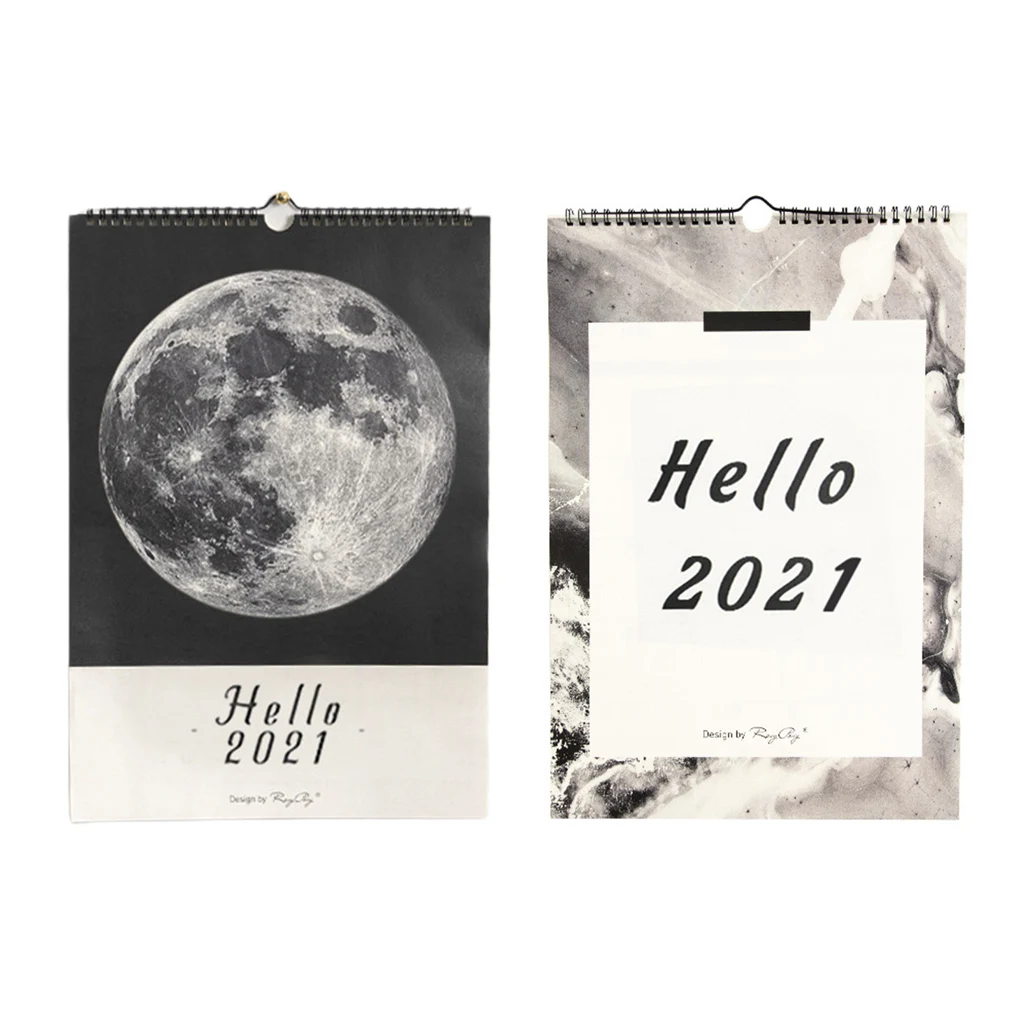 

Hello 2021/Moon Calendar - A3 /29.7x42cm/11.7x16.5inch , Home Decor Spiral Wall Calendar Planner 2021, 365 Day Hanging Agenda,