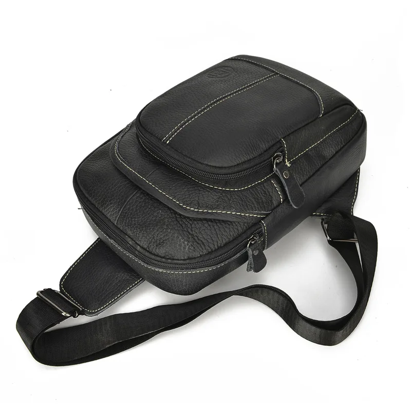 

new multi-function messenger bag men's chest bag genuine leather short trip large capacity crossbody shoulder bag male