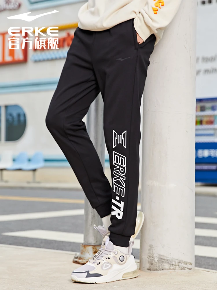 

Hongxing Erke Sports Pants Fall Winter Men Thickened Fried Street Ruffle Handsome Pants Casual Black Closed Cropped Trousers for