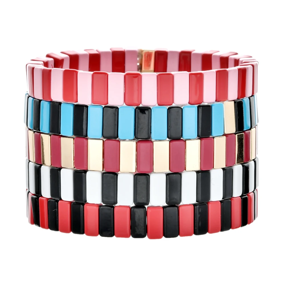 

ZMZY European DIY Fashion Handmade Jewelry Boho Bracelet Wholesale Charm Bracelet Bohemian Rainbow Cuff Stackable Bracelets
