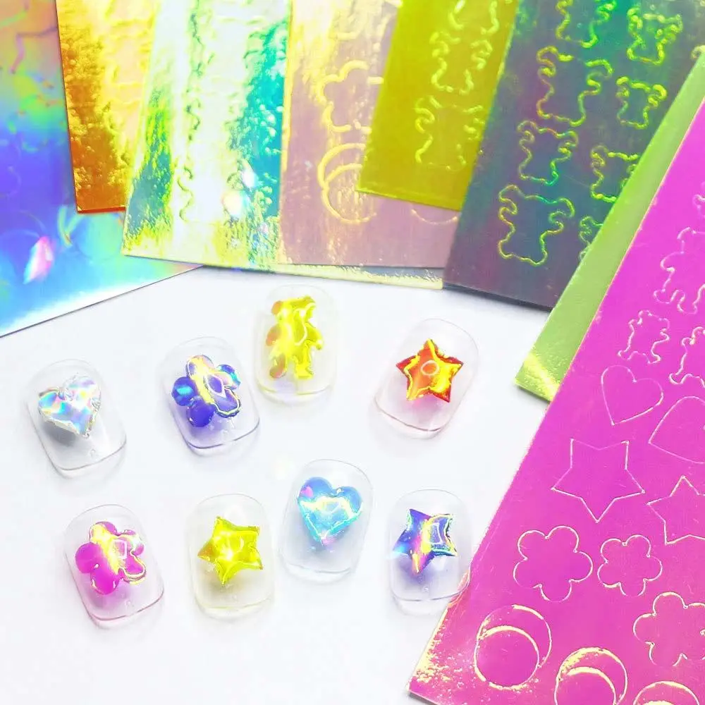 

Circle Flower Manicure Panda 3D Aurora Ice Cube Nail Foils Candy Paper DIY Nail Art Decoration Nail Art Stickers