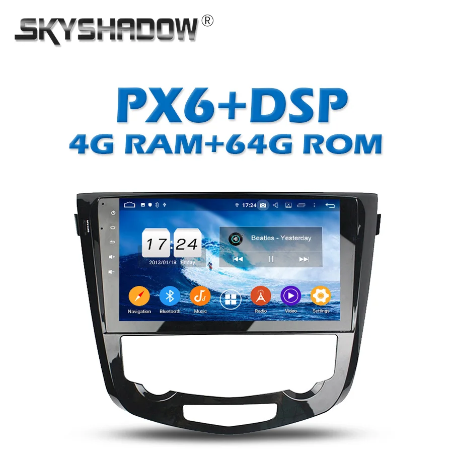 Автомобильный DVD плеер PX6 DSP IPS Android 10 0 4 Гб 64 GPS карта RDS радио wifi Bluetooth 5 для Nissan Qashqai