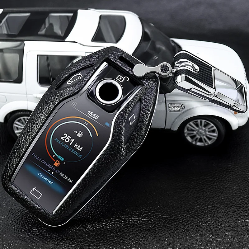 Кожаный чехол для ключей светодиодный дисплей BMW 5 7 серии G11 G12 G30 G31 G32 i8 I12 I15 G01 X3 G02 X4
