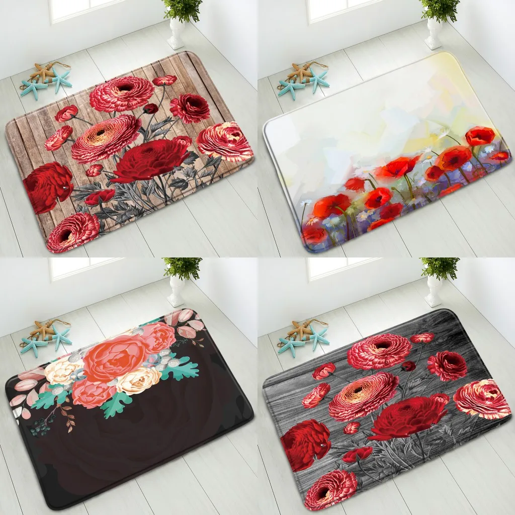 Коврик для ванной с цветами Нескользящие напольные коврики кухни спальни коврик