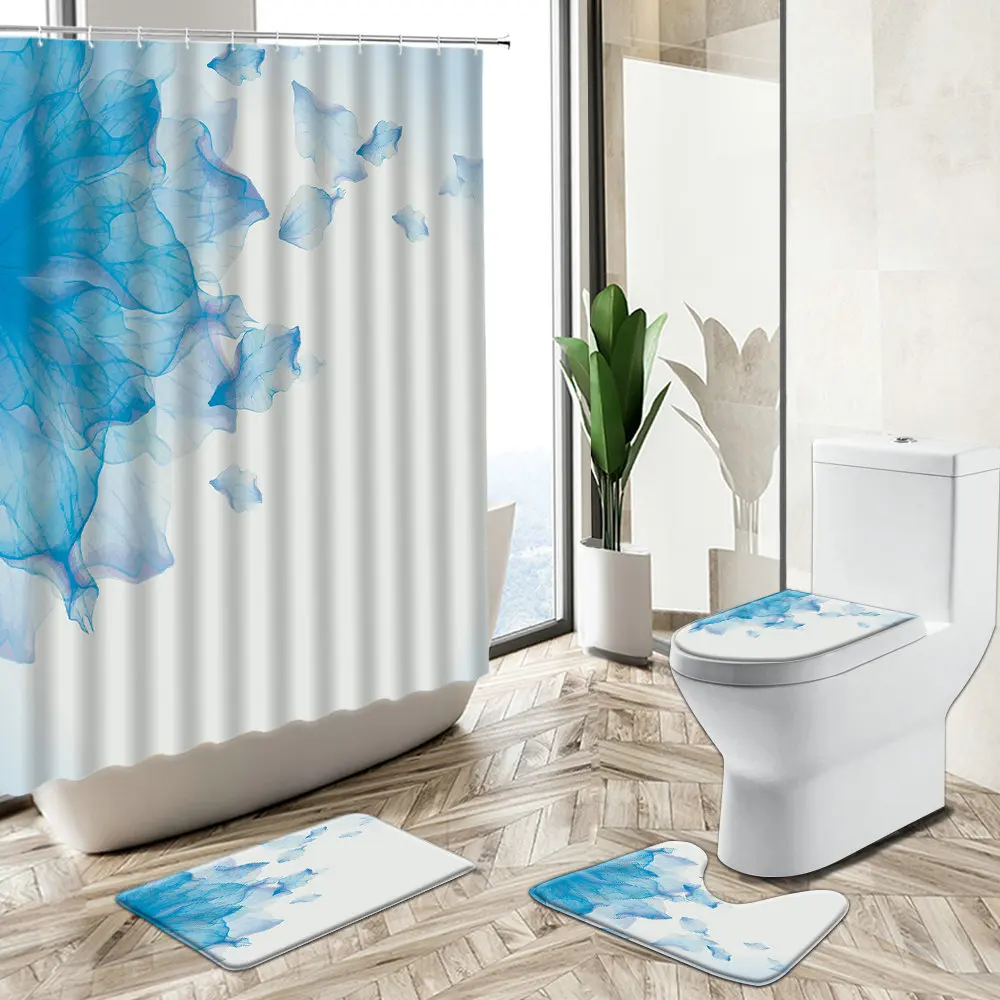 Абстрактная занавеска для душа с цветочным принтом в виде лепестков современный