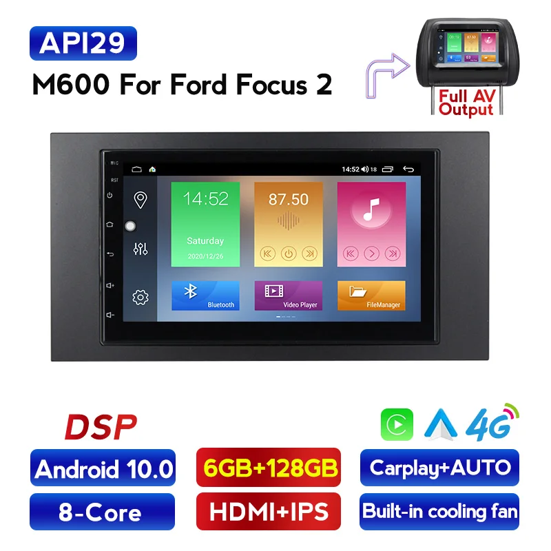 

Автомобильный DVD-плеер 6 + 128G для Ford Focus 2 C-Max S-Max Fusion Transit Fiesta 3 2005 2006 2007 NavigationGPS FM-радио с поддержкой BT Wi-Fi