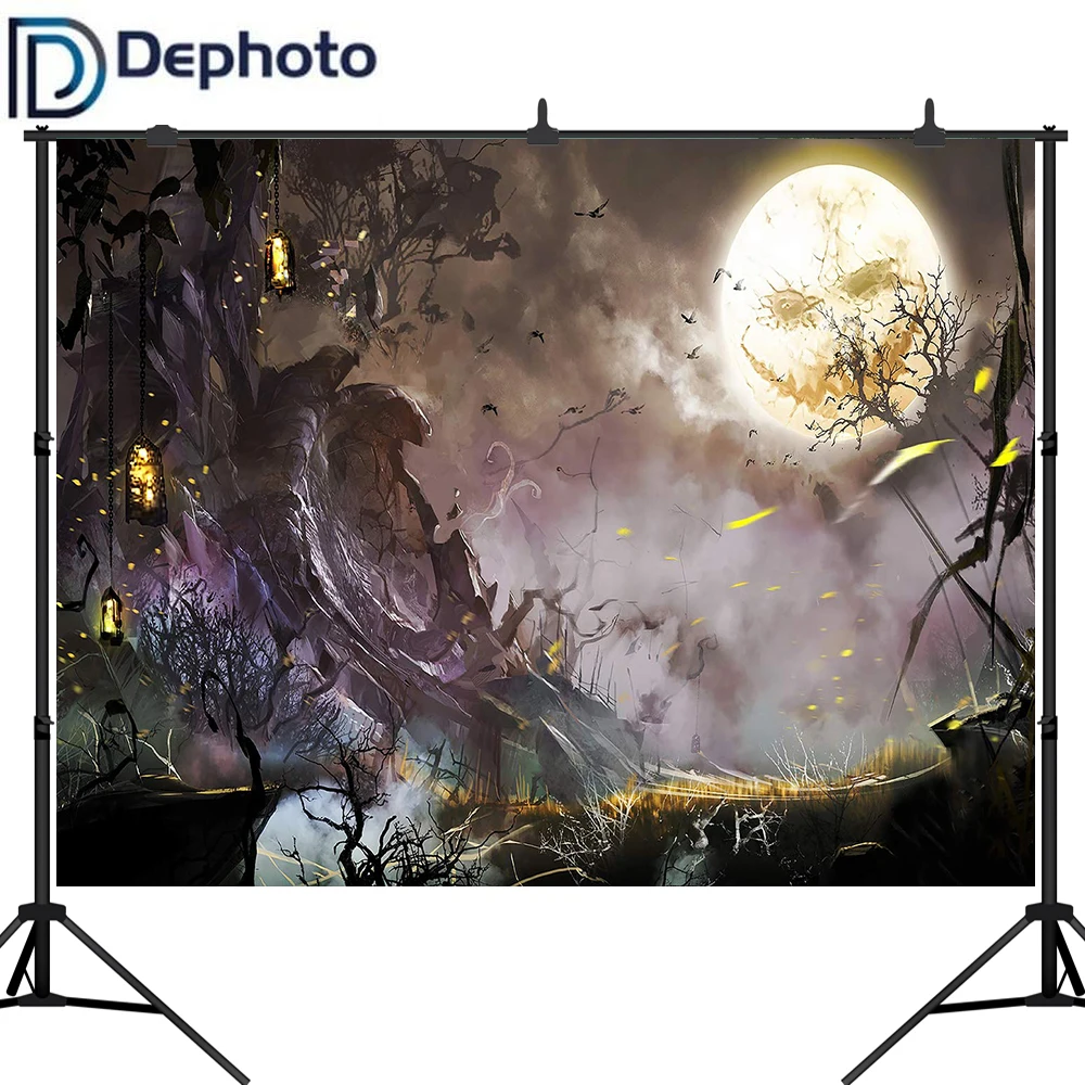 Вечерние фоны для студийной фотосъемки на Хэллоуин с изображением леса|Фон