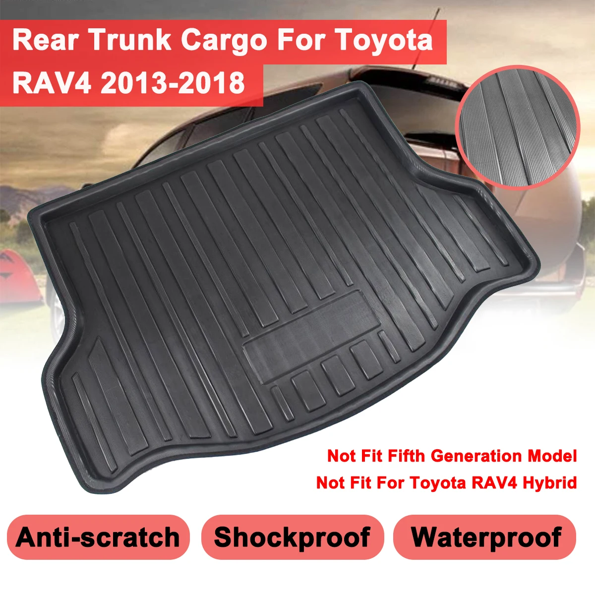 

For Toyota RAV4RAVA 4 2013 - 2018 Rear Trunk Cover Matt Mat Car Tray Boot Liner Cargo Boot Liner Floor Carpet Mud Non-slip