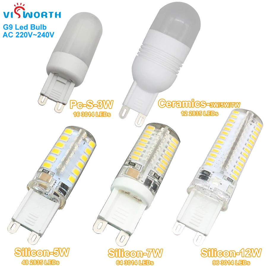 

VisWorth LED лампа G9 3Вт 5Вт 7Вт теплый/холодный белый свет 220-240V