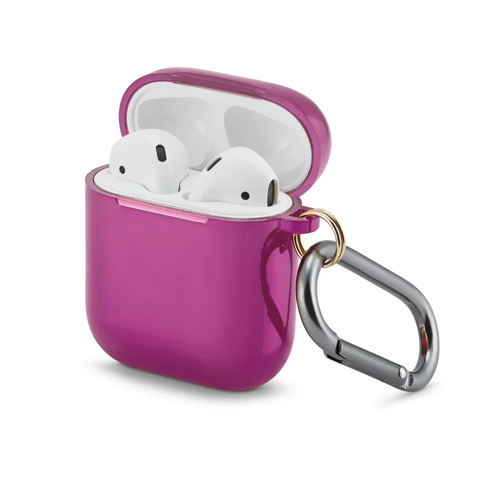 Гальванический защитный чехол для Airpods Жесткий Корпус для наушников оболочка для Apple Airpods 1 2 гальванический защитный чехол - Цвет: Розово-красный