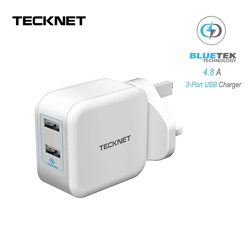 TeckNet 4.8A USB Зарядное устройство с евровилкой зарядное 2 Порты и разъёмы адаптер для